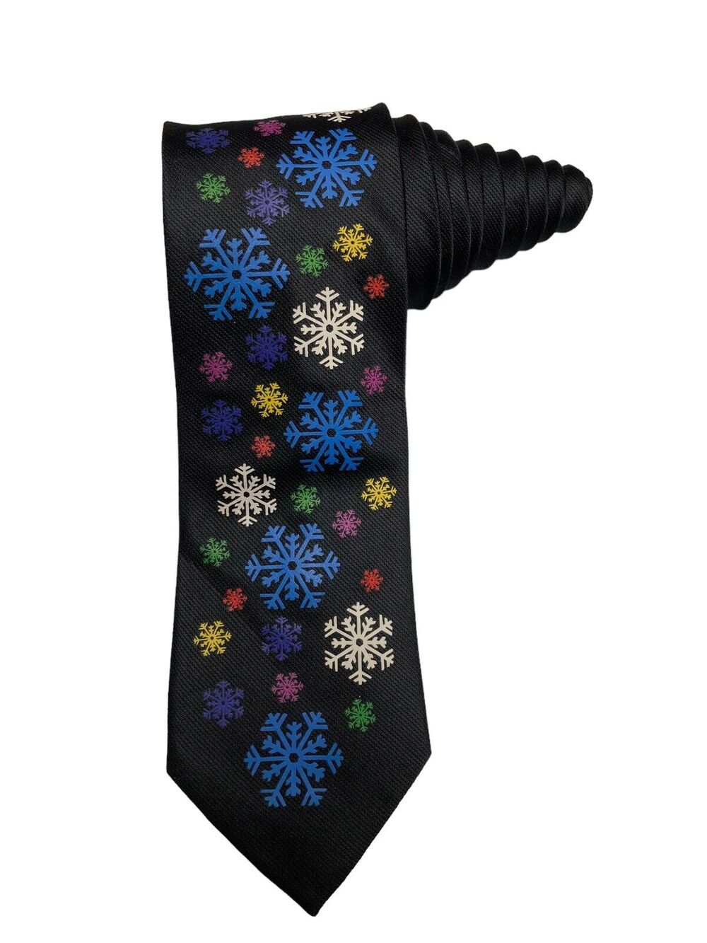 Hallmark Yule Tie Greetings Snowflakes Holiday Novelty Vintage Necktie